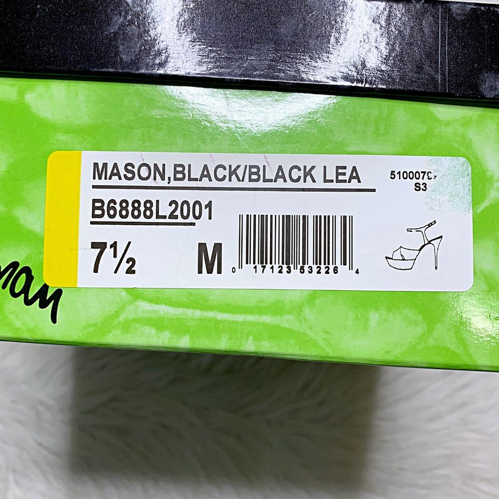 Sam Edelman Mason Embossed Leather Strappy Sandal in Black - Picture 11 of 13